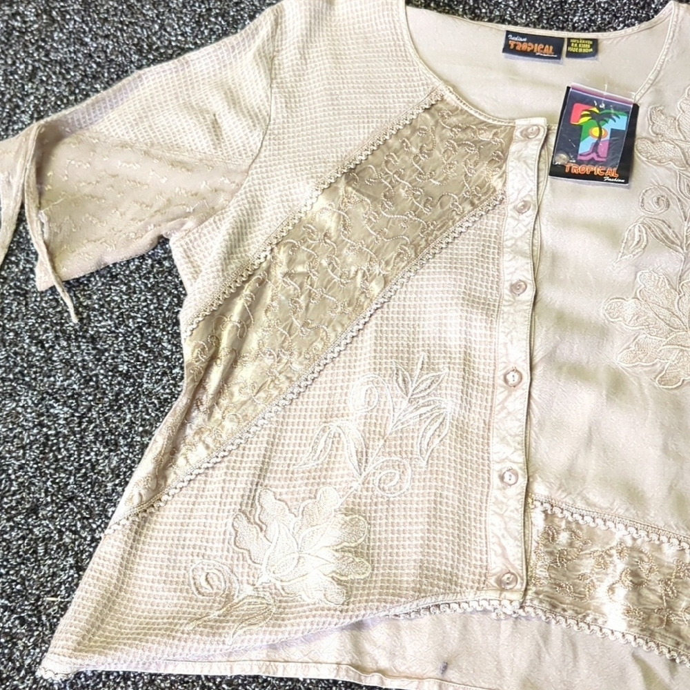 Vintage Indian Tropical Fashion 2-Piece Set Top&Skirt L Boho Festival Rayon NWT - Picture 5 of 13